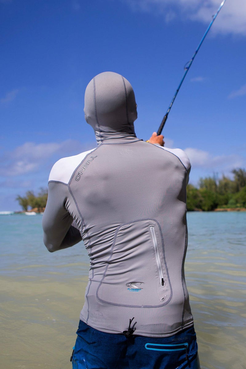 O'NEILL O'Neill Wetsuits Men's Premium Skins O'zone UPF 50+ Long Sleeve Sun Shirt With Hood, Cool Grey/White, XX-Large  - Image 4