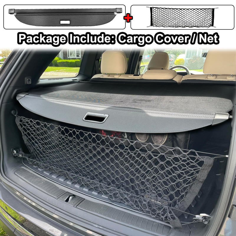 Volcaner Cargo Cover for 2022-2024 2025 2026 Jeep Grand Cherokee Accessories(2 Row; WL) 4XE,Carbon Fiber Texture Retractable Storage Tonneau Luggage Security Shield Shade Privacy Trunk Cover - Image 3