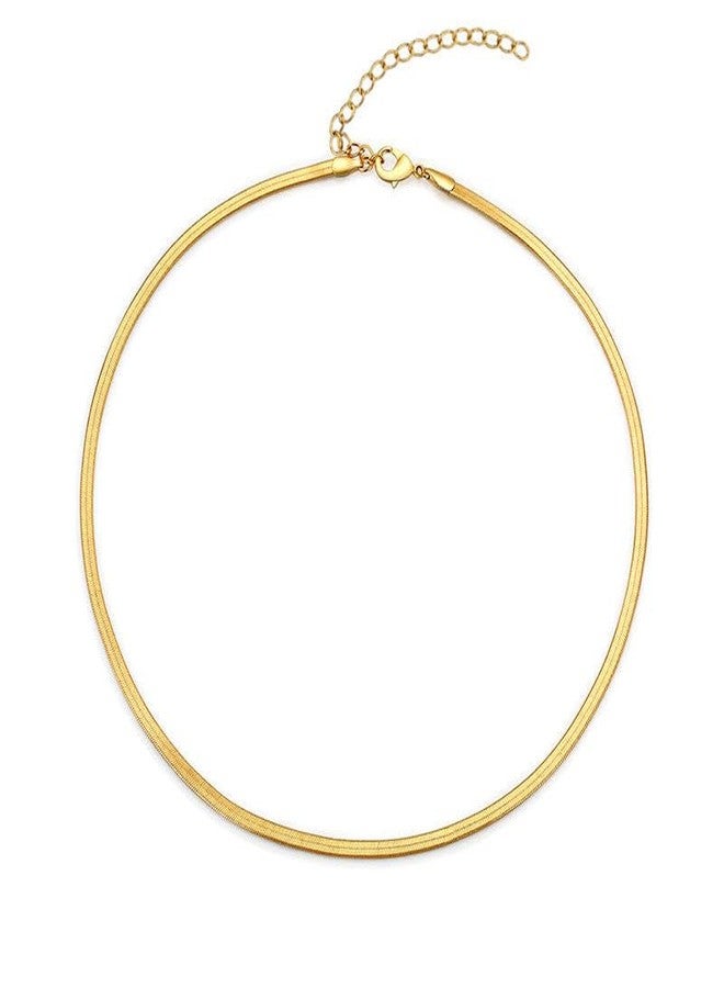 Okos Gold Plated Snake Chain Necklace for Women | Sleek Flat Chain | Ellegant Jewellery for Everyday Wear CN1000208GLD - Image 2
