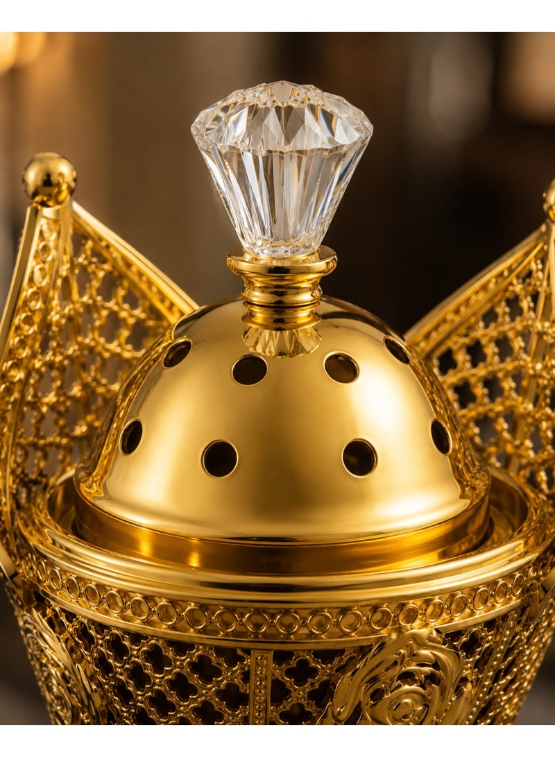 Decorative Gold Metal Incense Burner – Mabkhara Bakhoor Holder for Home Décor, Ramadan, Eid & Islamic Gifts - Image 3