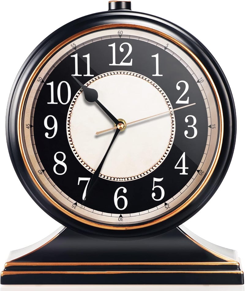 AYRELY ® Vintage Desk Clock Silent-Non-Ticking 10-inch dial Table Clock,Retro Mantel Clocks and Easy to Read for Living Room, Bedroom, Shelf Decoration, Fireplace, Farmhouse Decor (Black) - Image 1