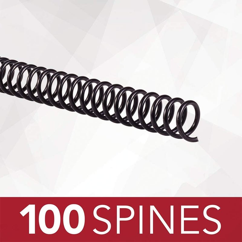 GBC Binding Spines / Spirals / Coils, 10mm, 70 Sheet Capacity, 4:1 Pitch, Color Coil, Black, 100 Pack (9665020) - Image 2