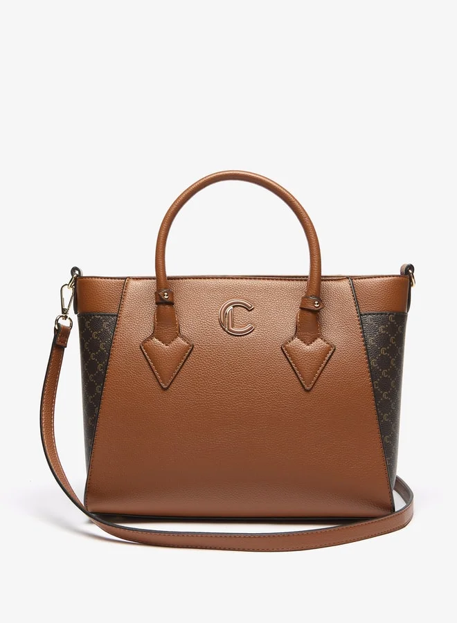 Le Confort Women's Panelled Tote Bag with Detachable Strap and Zip Closure