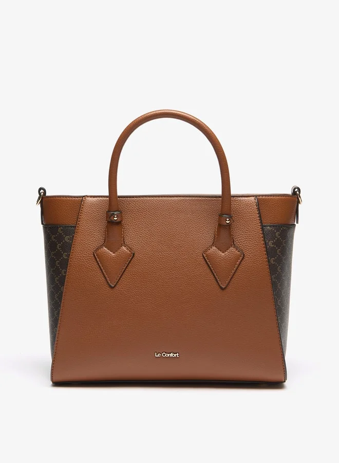 Le Confort Women's Panelled Tote Bag with Detachable Strap and Zip Closure