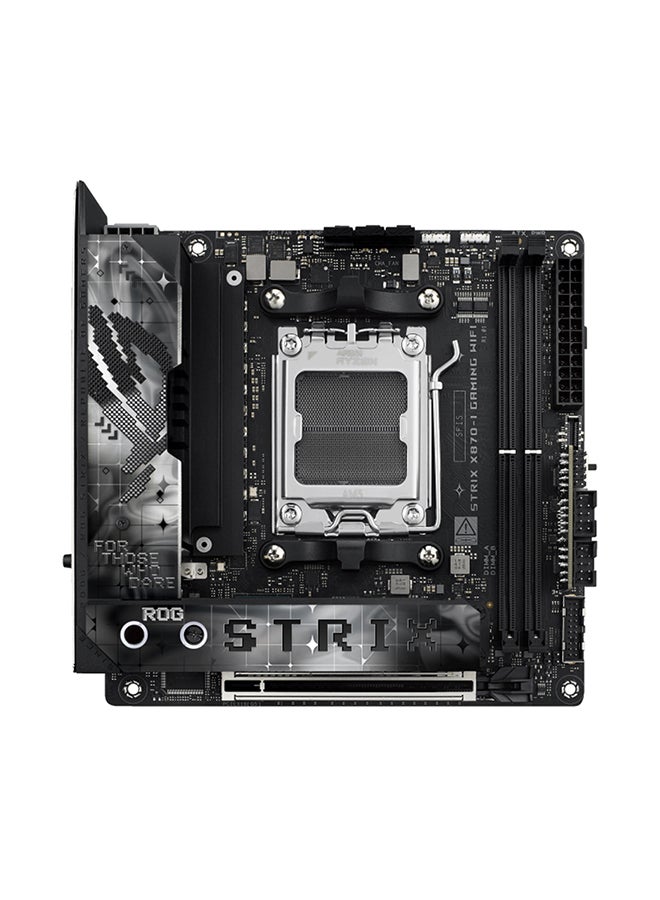 ASUS ROG Strix X870-I Gaming Wi-Fi ATX Motherboard, X870 Chipset, AM5 Socket, 2*DIMM DDR5 96GB Max Memory, 2*M.2, 1*PCIe 5.0*16, 1*2.5Gb Ethernet & Wi-Fi 7, Bluetooth v5.4, 1*HDMI, Dual USB4, Exclusive AI Technologies, Overclocking Technologies | 90MB1IW0-M0EAY0 Black - Image 1
