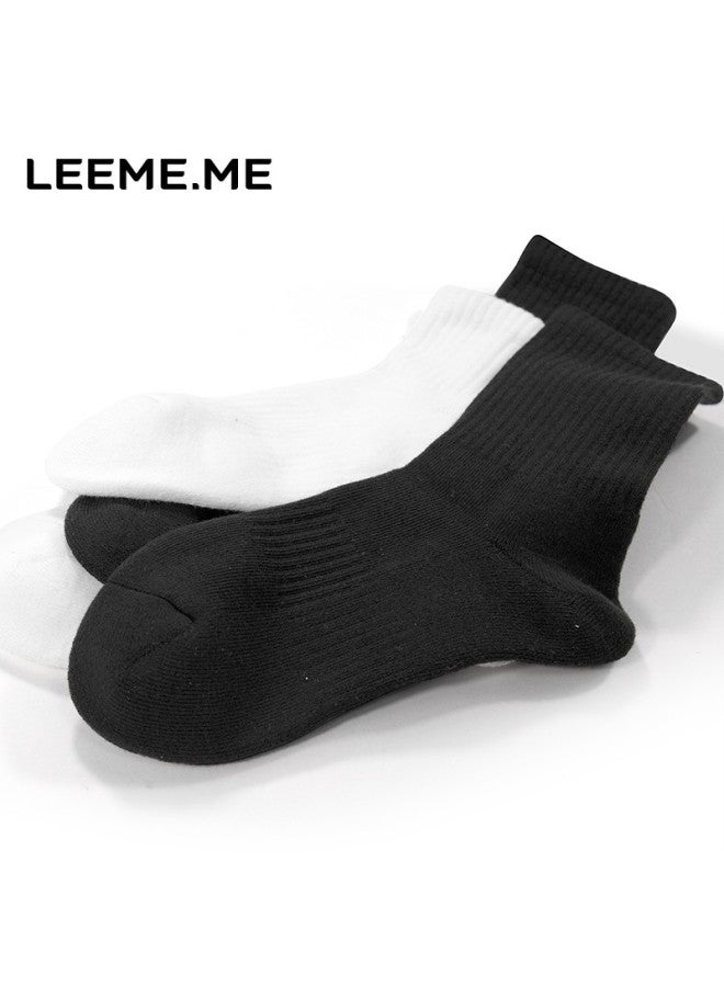 Leeme.me Grain Rice socks Women's Spring Ladies Thickened Towel Bottom Thickened Loop Bottom Mid-tube Women's Socks Black X4 - Image 3