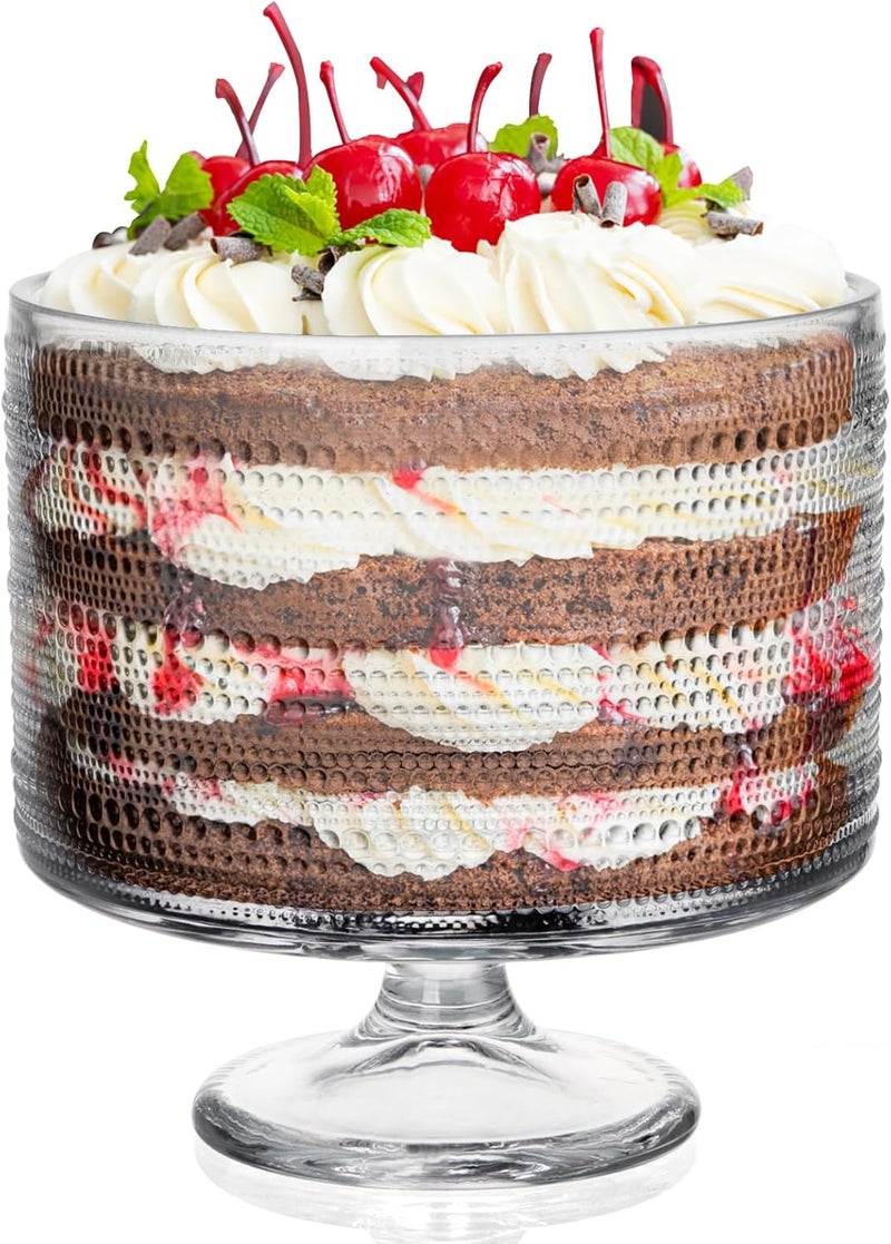 MOLIGOU Glass Trifle Bowl, 110oz Trifle Bowl with Pedestal, Trifle Serving Dish for Salad, Dessert, Fruit - Image 1