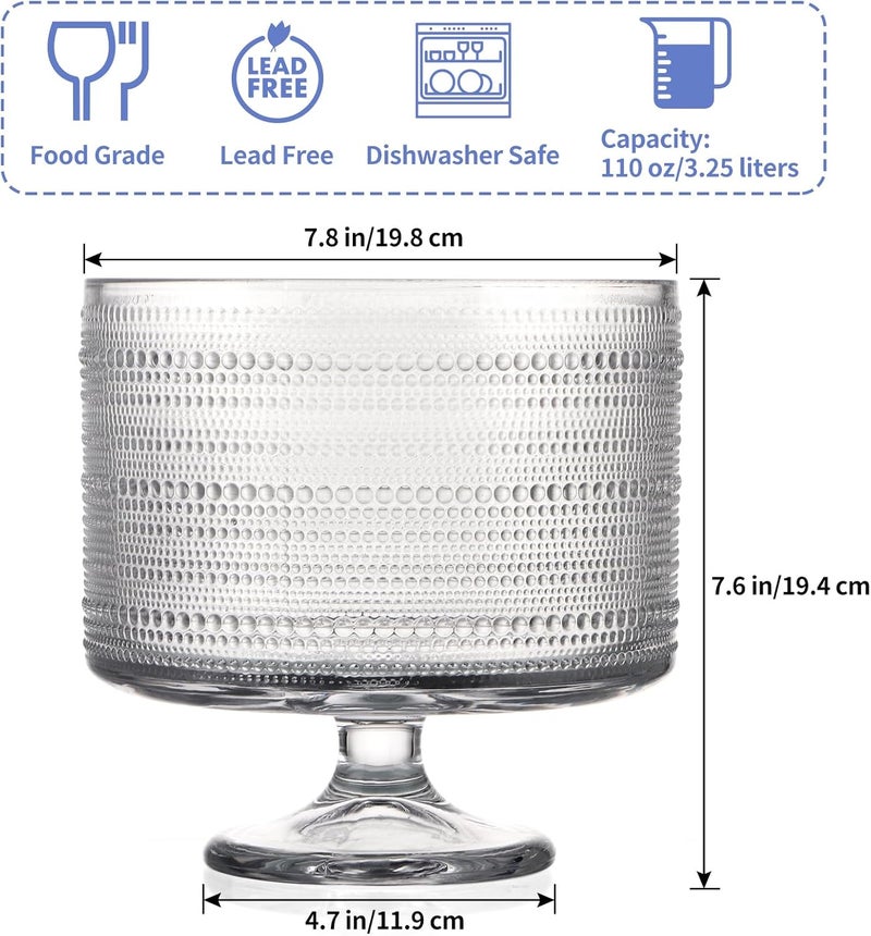 MOLIGOU Glass Trifle Bowl, 110oz Trifle Bowl with Pedestal, Trifle Serving Dish for Salad, Dessert, Fruit - Image 2