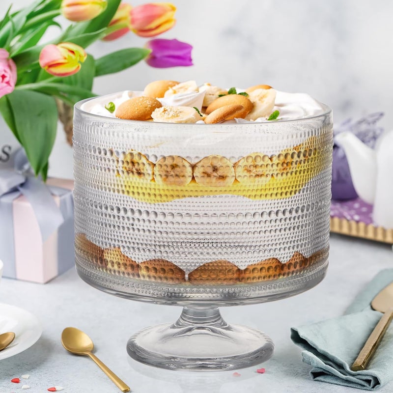 MOLIGOU Glass Trifle Bowl, 110oz Trifle Bowl with Pedestal, Trifle Serving Dish for Salad, Dessert, Fruit - Image 4