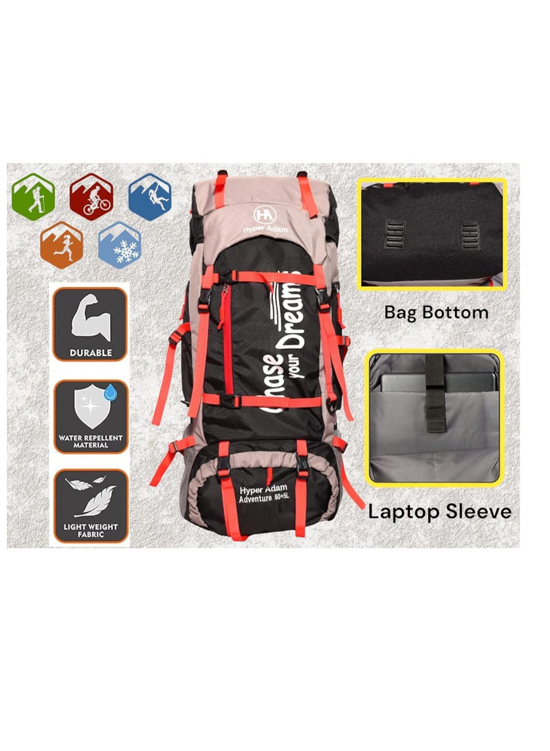 Hyper Adam 65 LTR Rucksack For Trekking & Travel Backpack for Outdoor Sport Hiking Trekking Bag Camping Rucksack | T312 - Image 3