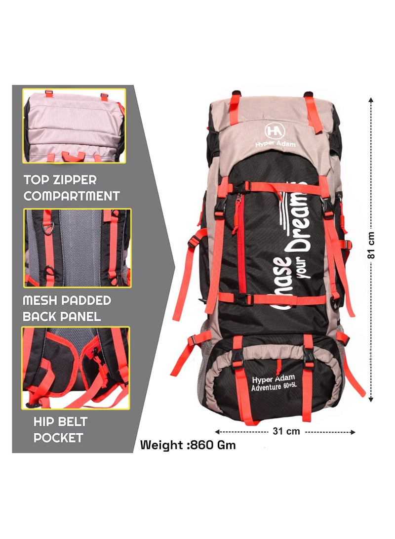 Hyper Adam 65 LTR Rucksack For Trekking & Travel Backpack for Outdoor Sport Hiking Trekking Bag Camping Rucksack | T312 - Image 4
