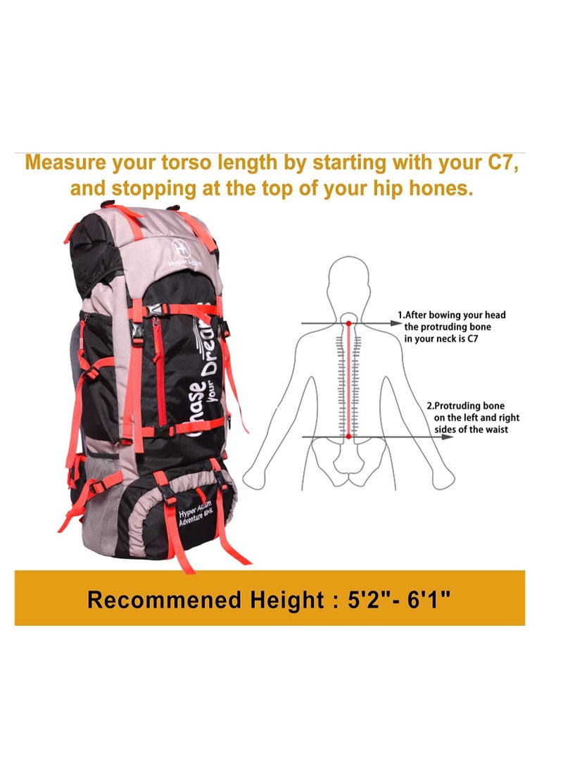 Hyper Adam 65 LTR Rucksack For Trekking & Travel Backpack for Outdoor Sport Hiking Trekking Bag Camping Rucksack | T312 - Image 5