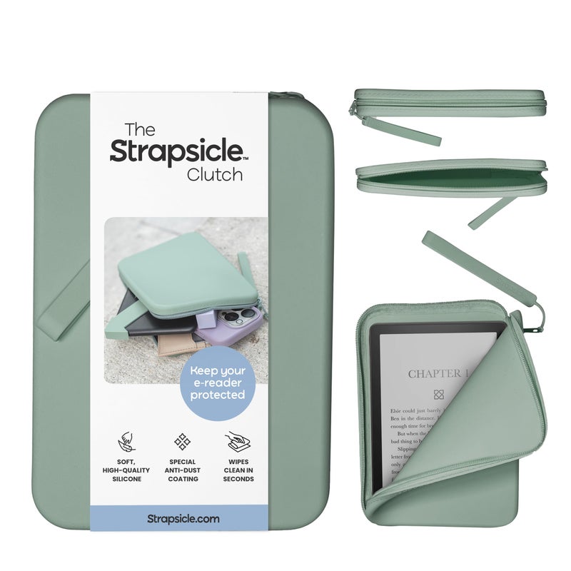 Strapsicle Silicone Clutch for Kindle EReaders MultiPurpose Bag for Phone Wallet Keys Fits 687 Paperwhite 2024 6 Kindles Kobos Nook AntiDust Coating Sage - Image 2