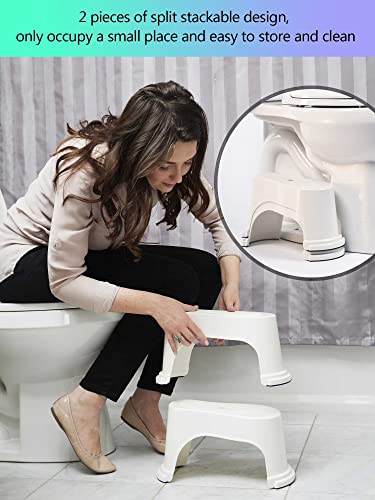 EVRON Toilet Stool 7" Bathroom Squatting Poop Stool for Potty Assistance,Portable Plastic Potty Stool for Adults,Space Saving Storage,Flexible Distance Adjustment Stackable Design(White 1 Pairs) - Image 4