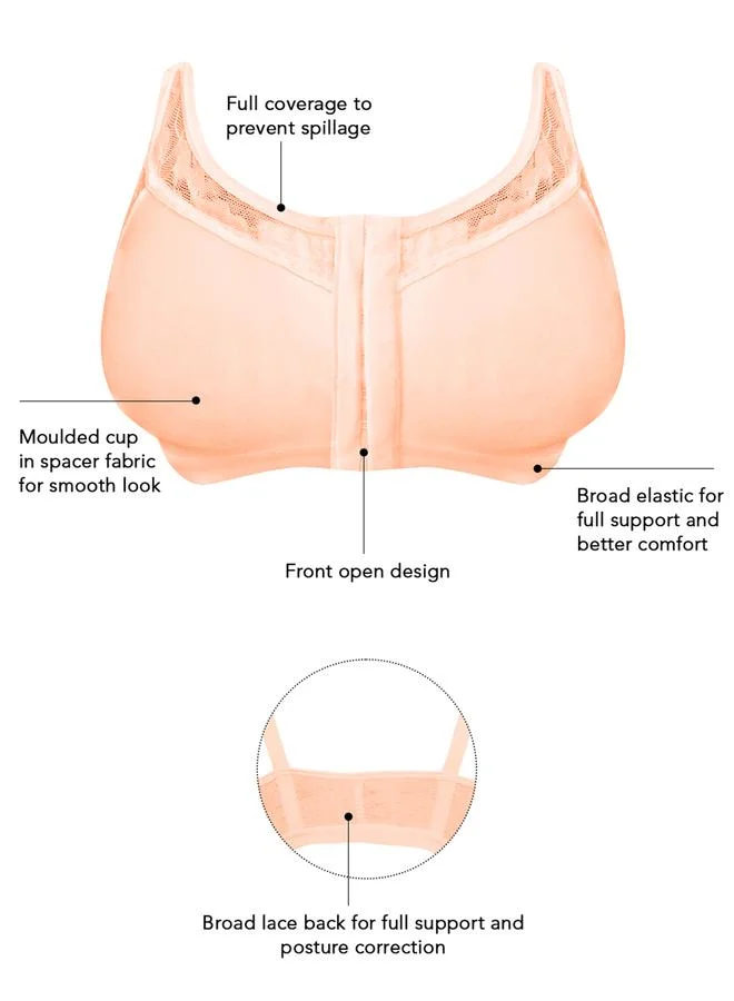 Clovia Non-Padded Non-Wired Spacer Cup Easy-On Front Open Full Figure Bra - Cotton