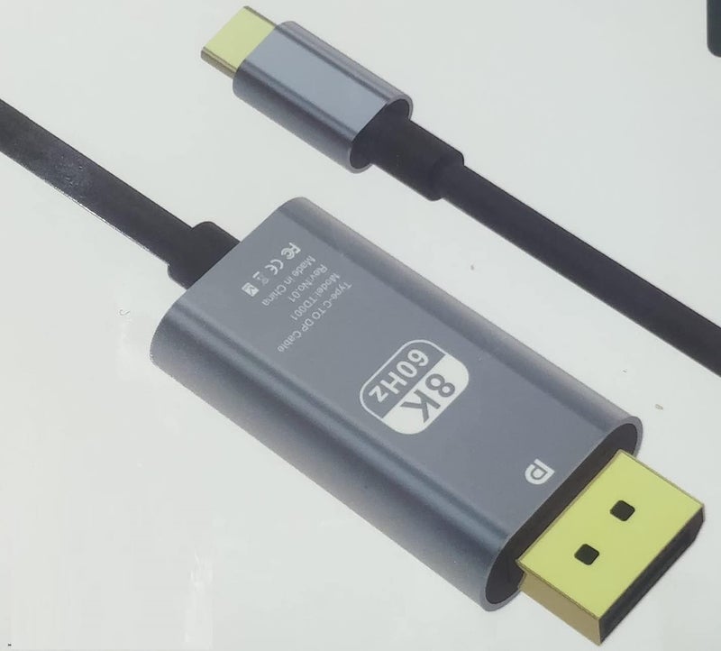 CARE CASE CARECASE® USB C to Displayport Cable 8K 60Hz 30Hz, 4K 144Hz 120Hz Thunderbolt 3 to Displayport Cable 6.6ft.USB Type C-DP Compatible with MacBook Pro, Laptop, Projector, TV, PC.(CC-C TO DP) - Image 1