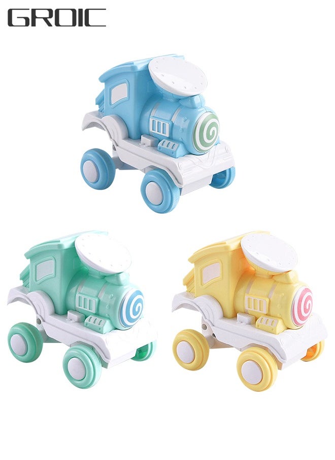 GROIC 3Pcs Train Toy Press Cars for Toddlers Boys Girls, Push and Go Cars Roll Cars Friction Powered Cars Toddler Toys for 2 3 4 5 Year Old Baby Kids  - Image 1