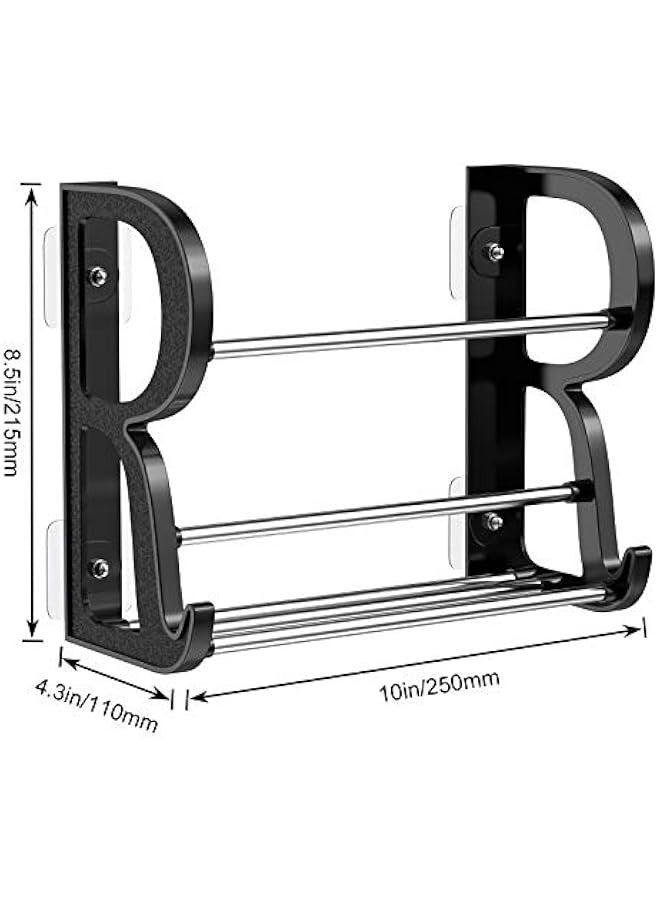 Generic Wall Mounted Shoe Rack 4 Pack/Stores 4 Pairs Sneakers and 4 Pairs Slip-On Sandals, with Adhesive Holders, Shoe Storage Organizer Rack, Door Shoe Hangers, Black,10 Inch Tall - Image 3