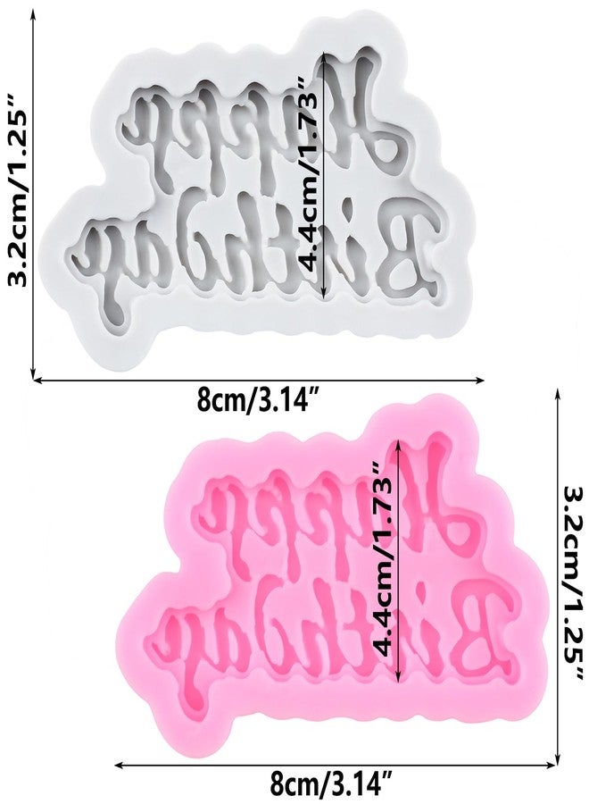 RFGHAC Happy Birthday Silicone Mold Birthday Alphabet Fondant Chocolate Molds for Cake Decorating Cupcake Topper Candy Chocolate Sugar Gum Paste Polymer Clay Set of 2 - Image 2