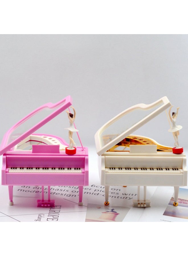 Piano Music Box Handmade Diy Material Bag Children's Toy Rotating Ballet Music Box Creative Birthday Gift-Color:Spare Skirt With 18 M B (white)  - Image 3