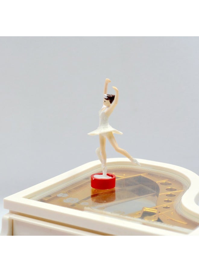 Piano Music Box Handmade Diy Material Bag Children's Toy Rotating Ballet Music Box Creative Birthday Gift-Color:Spare Skirt With 18 M B (white)  - Image 4