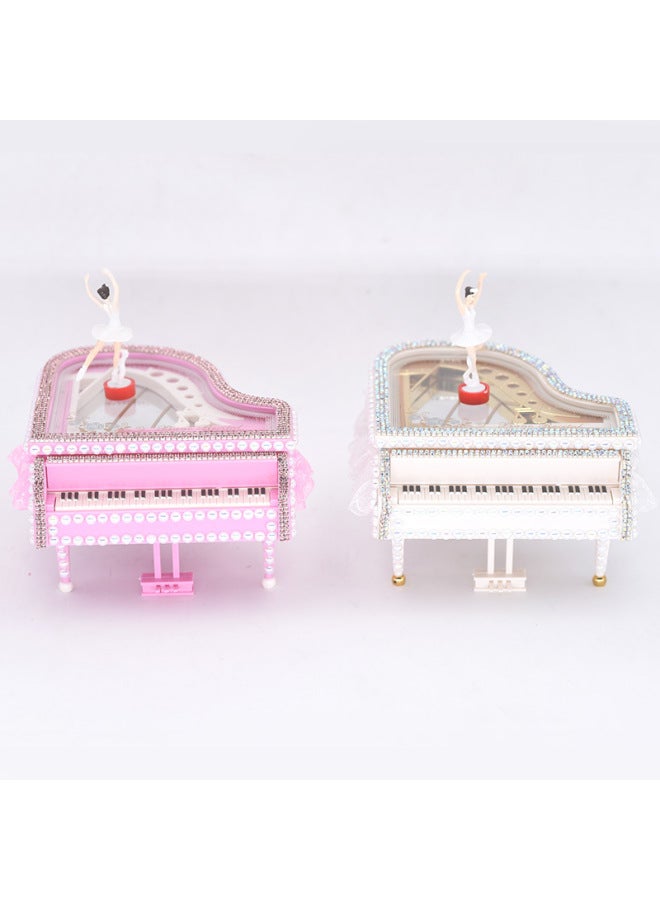 Piano Music Box Handmade Diy Material Bag Children's Toy Rotating Ballet Music Box Creative Birthday Gift-Color:Spare Skirt With 18 M B (white)  - Image 2