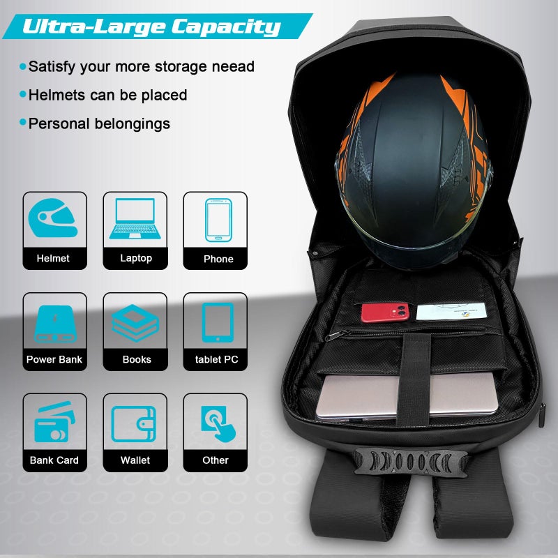 Crelander LED Knight Backpack, 18 inch App Control Expandable Hard Shell Motorcycle Helmet Backpack with DIY Programmable Full Color Screen Waterproof Large Capacity DIY Pixel Art Animation for Riding - Image 5