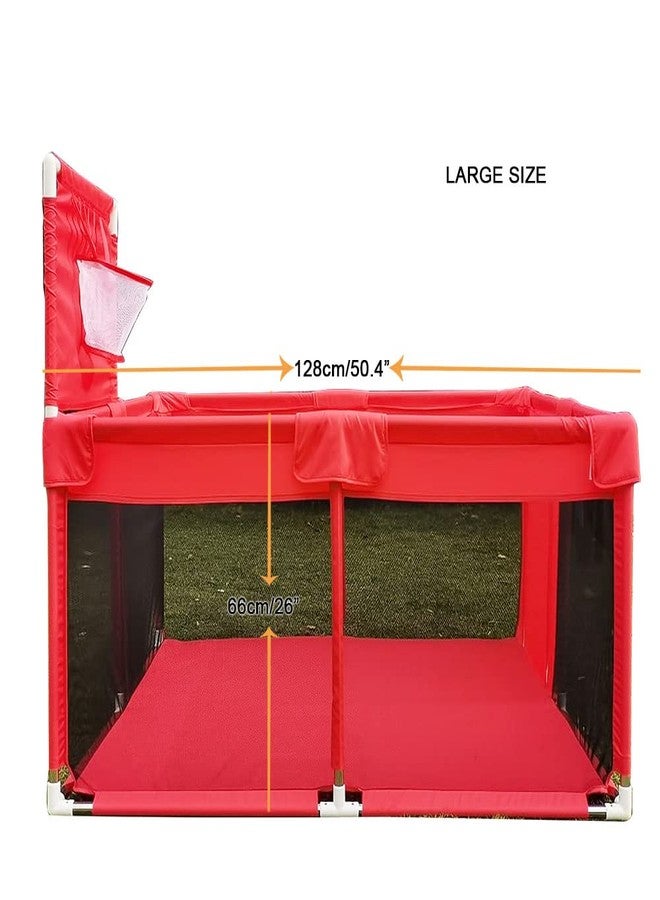 HI SUYI Portable Large Baby Ball Pit Playpen Playard Fence with Basketball Hoop Breathable Mesh for Indoors Outdoors Infant Toddler Kids Large - Image 4