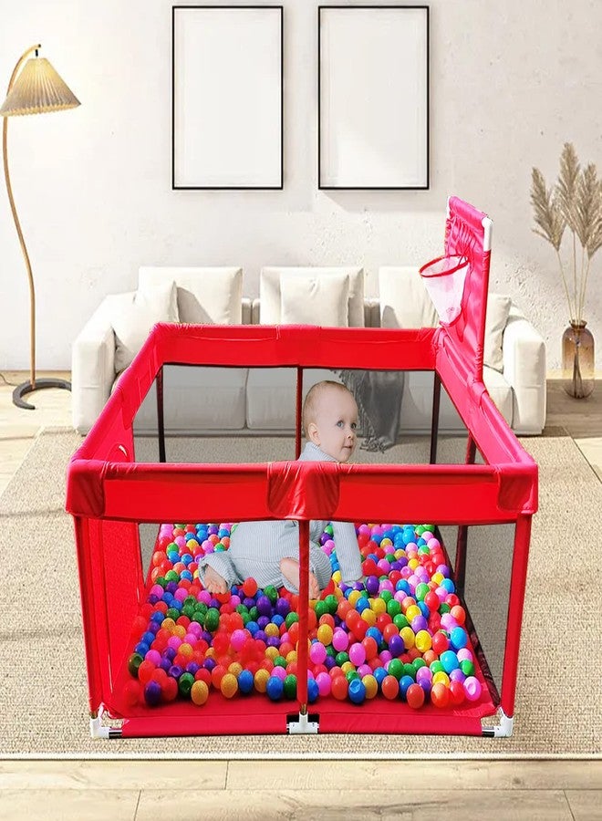 HI SUYI Portable Large Baby Ball Pit Playpen Playard Fence with Basketball Hoop Breathable Mesh for Indoors Outdoors Infant Toddler Kids Large - Image 2