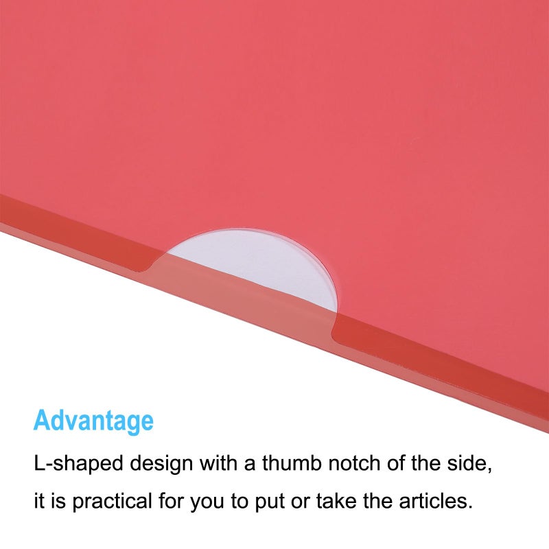 PATIKIL L Type Folders 12 Pack A4 Plastic File Project Pockets Clear Paper Document Jacket Sleeve for Office, Red - Image 4