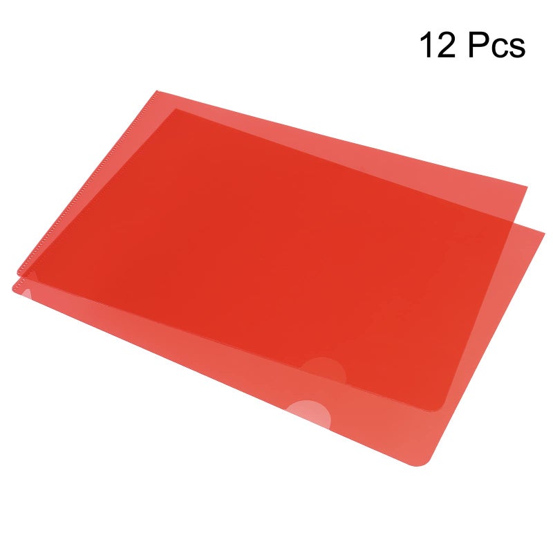 PATIKIL L Type Folders 12 Pack A4 Plastic File Project Pockets Clear Paper Document Jacket Sleeve for Office, Red - Image 3