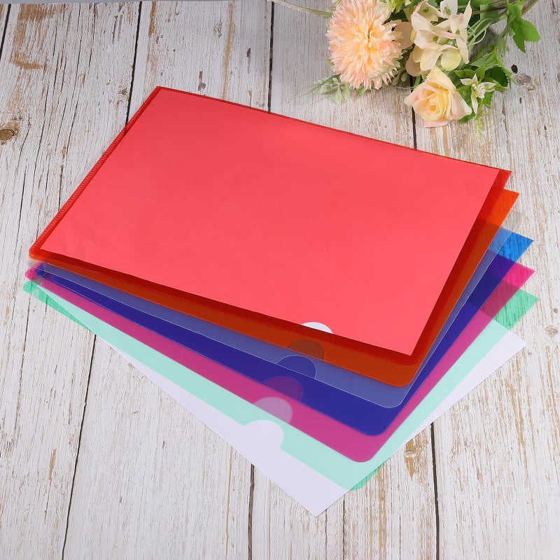 PATIKIL L Type Folders 12 Pack A4 Plastic File Project Pockets Clear Paper Document Jacket Sleeve for Office, Red - Image 5