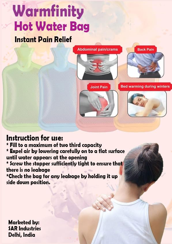 Warmfinity Hot Water Bag (2 litre) Non Electric Rubber Heating Bottle, Heat Pouch, Heat Bag for Body Pain relief, Cramps, Hot and Cold Therapies. - Image 4
