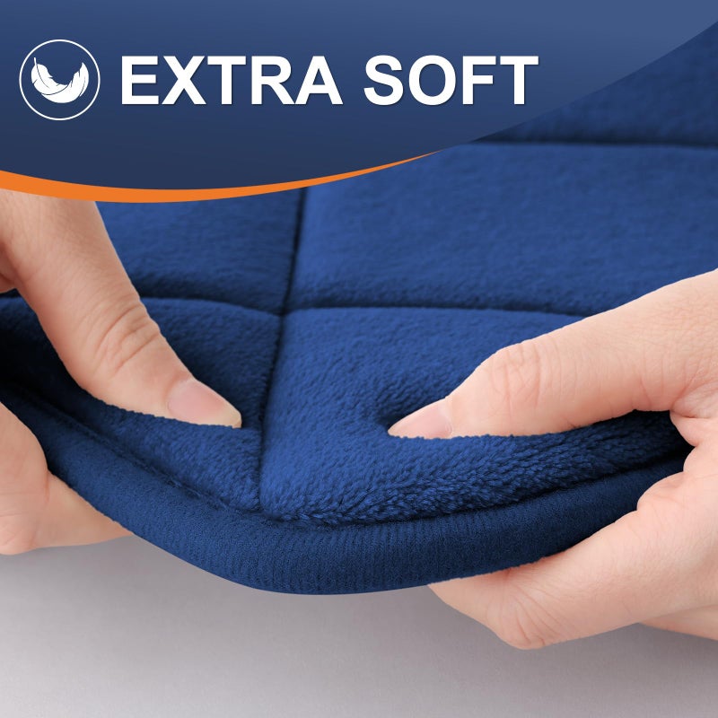 OLANLY Memory Foam Bath Mat 59x24  Ultra Soft and Absorbent Bathroom Mat  Machine Washable Bathroom Rugs  Comfortable  Thick Bath Rugs Carpet for Bathroom Floor  Tub and Shower  Navy - Image 3