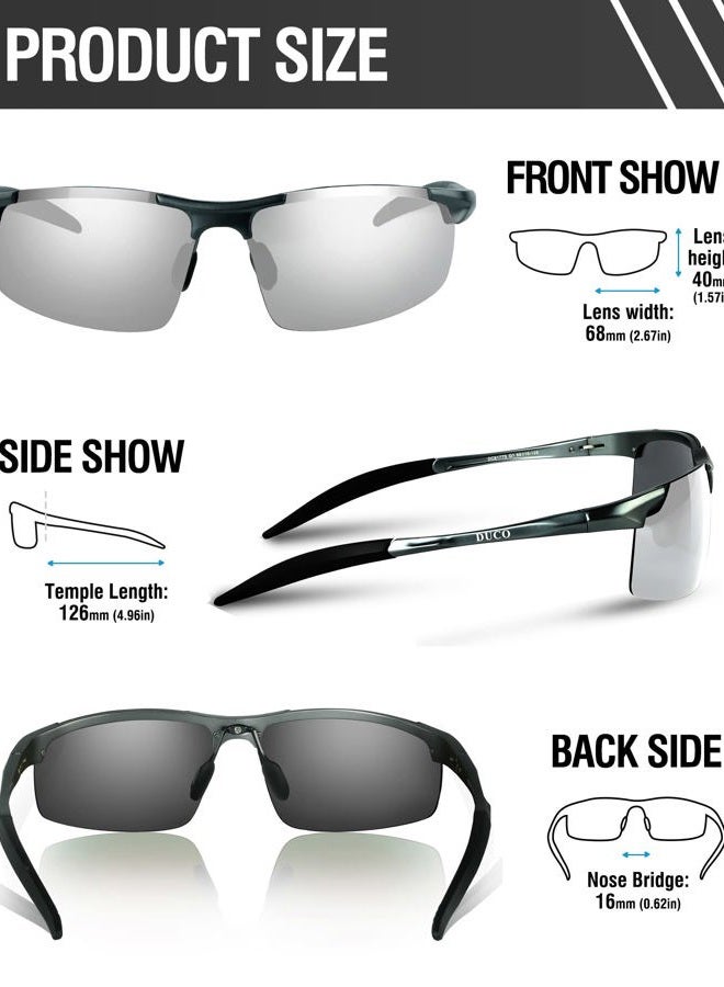 DUCO Mens Sports Polarized Sunglasses UV Protection Sunglasses for Men 8177s(Gunmetal Frame Mirror Lens) - Image 3