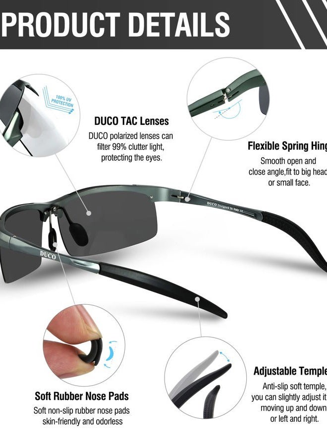 DUCO Mens Sports Polarized Sunglasses UV Protection Sunglasses for Men 8177s(Gunmetal Frame Mirror Lens) - Image 5