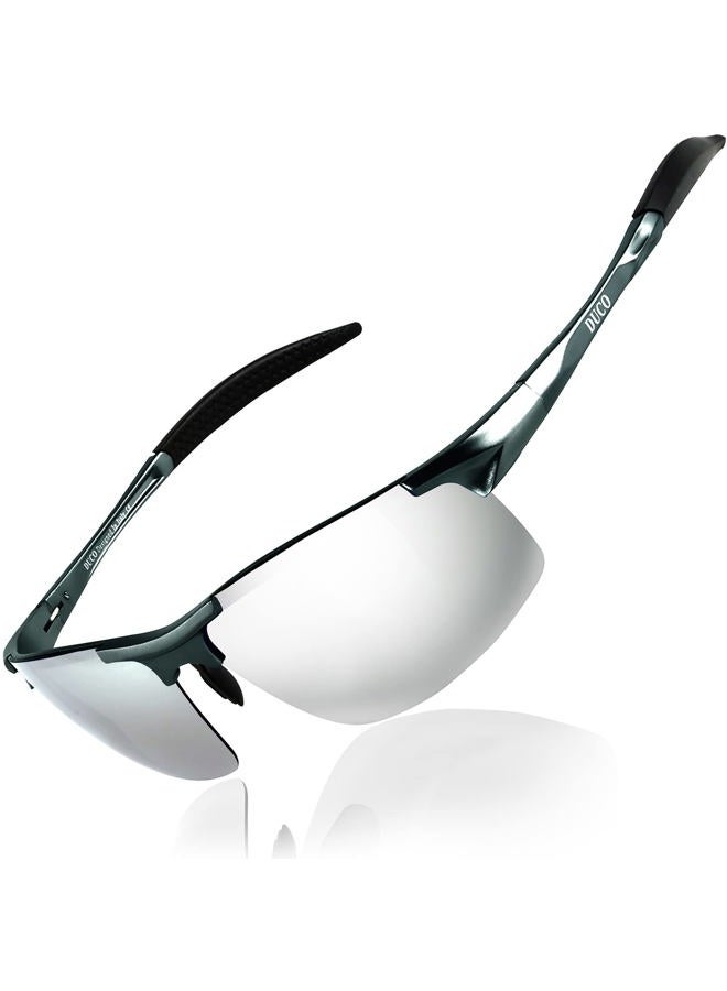 DUCO Mens Sports Polarized Sunglasses UV Protection Sunglasses for Men 8177s(Gunmetal Frame Mirror Lens) - Image 1