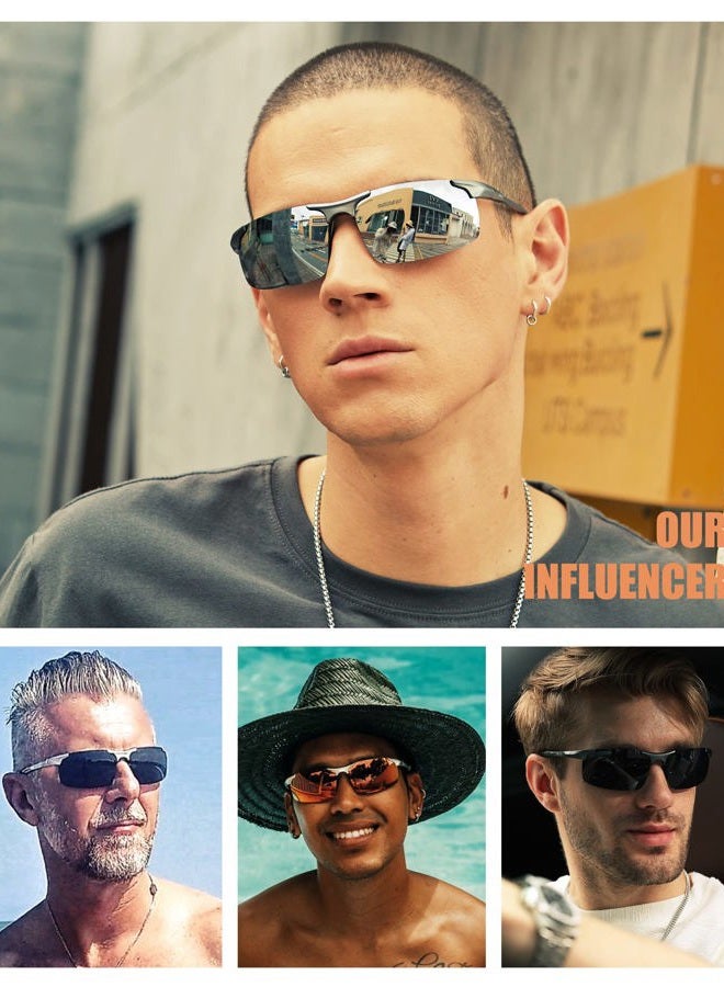 DUCO Mens Sports Polarized Sunglasses UV Protection Sunglasses for Men 8177s(Gunmetal Frame Mirror Lens) - Image 2