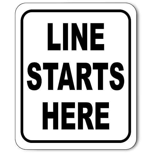 Work House Signs Line Starts Here Outdoor Signs - Restroom Sign - Parking Sign - Custom Sign - Vinyl Flooring Sign Post - Street Signs - Office Sign - Aesthetic Stuff - Black and White - 8.5" X10" - Image 1