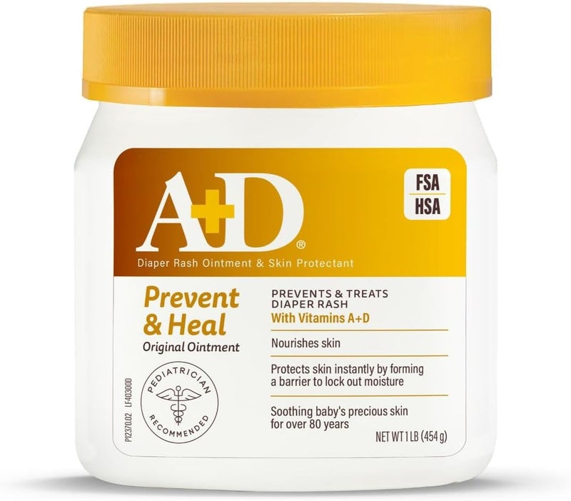 A + D A+D Original Diaper Rash Ointment, Skin Protectant With Lanolin and Petrolatum, (Packaging May Vary) Cream 16 Ounce (Pack of 1) - Image 1