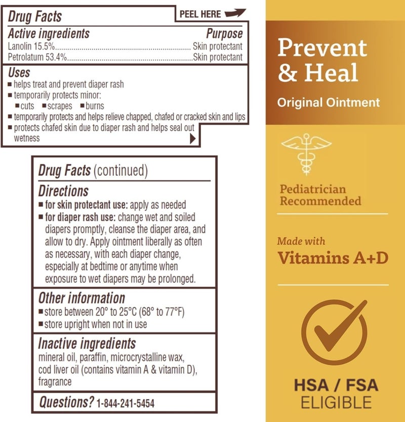 A + D A+D Original Diaper Rash Ointment, Skin Protectant With Lanolin and Petrolatum, (Packaging May Vary) Cream 16 Ounce (Pack of 1) - Image 2