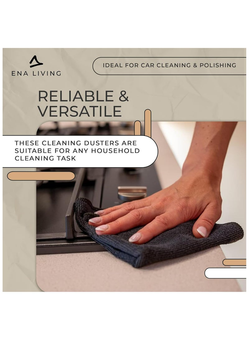 Abena ENA Living Black Microfibre Cloth, Efficient Dusters For Cleaning, Uses Less Water & Chemicals, Picks Up More Dirt, Ideal For Car Cleaning, Window Cleaner, Durable & Effective Dusters For Cleaning - Image 3