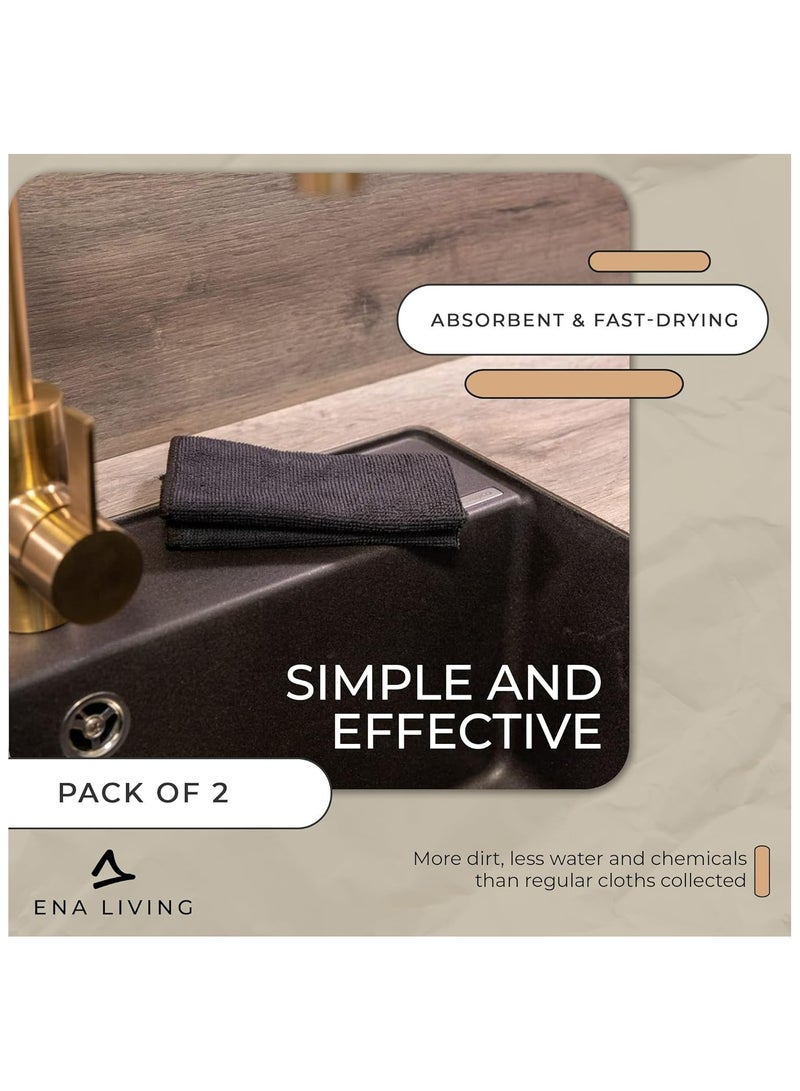 Abena ENA Living Black Microfibre Cloth, Efficient Dusters For Cleaning, Uses Less Water & Chemicals, Picks Up More Dirt, Ideal For Car Cleaning, Window Cleaner, Durable & Effective Dusters For Cleaning - Image 5