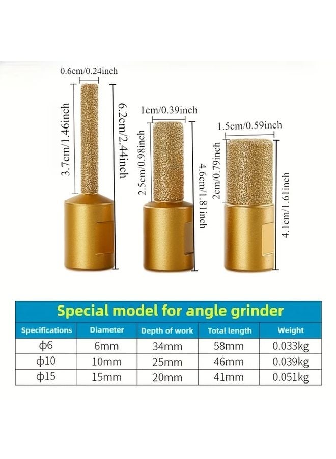 Diamond Grinding Drill Set 6 10 15mm For Stone Granite Marble Tile - Image 3