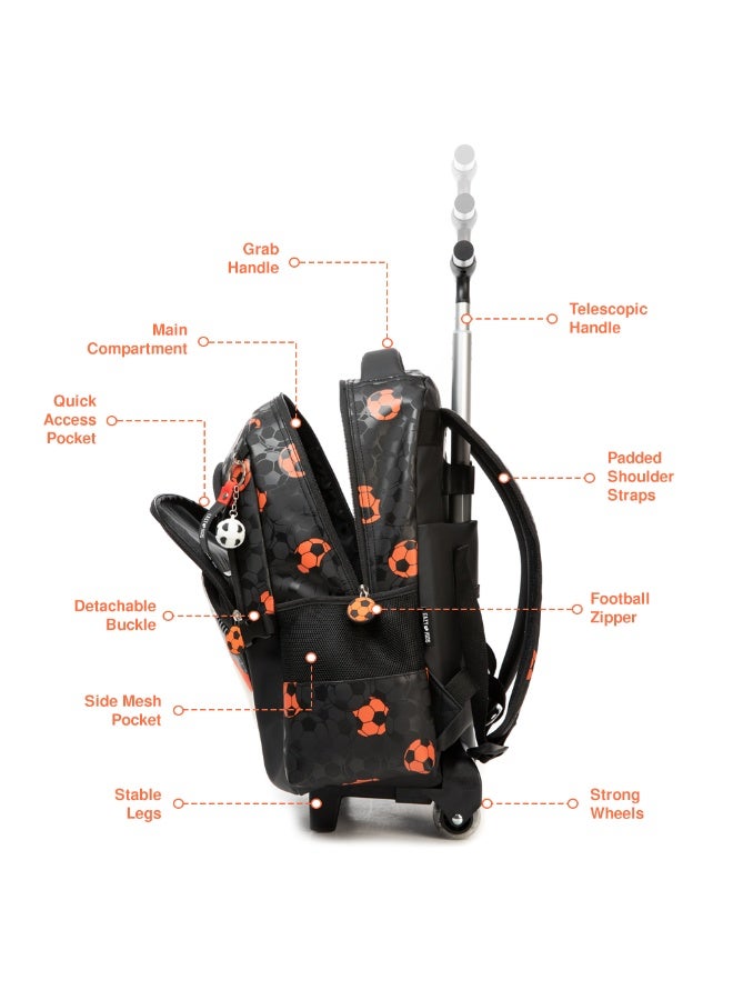 Eazy Kids Eazy Kids Trolley 18" School Bag Set of 4 w/ Duffle bag, Lunch Bag and Pencil Case - Football Black - Image 4