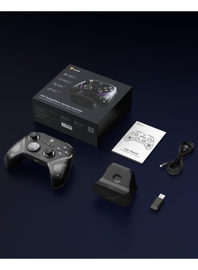 EasySMX Classic Gamepad EasySMX D10 Wireless Gaming Controller with Intelligent Charging Dock for PC/Steam/iPhone/Android/Switch with TMR Joysticks Dual-Mode Triggers Mechanical Keys 1000Hz Polling, RGB Lights 1000mAh Battery - Image 2