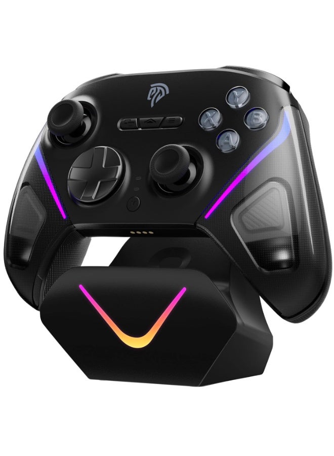 EasySMX Classic Gamepad EasySMX D10 Wireless Gaming Controller with Intelligent Charging Dock for PC/Steam/iPhone/Android/Switch with TMR Joysticks Dual-Mode Triggers Mechanical Keys 1000Hz Polling, RGB Lights 1000mAh Battery - Image 1