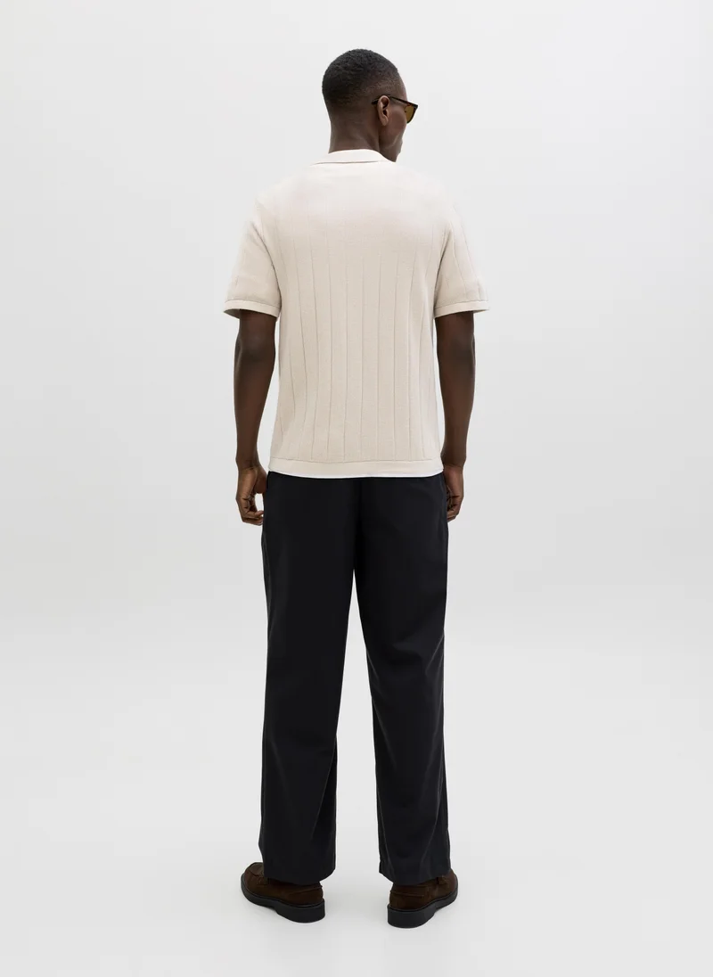 جاك اند جونز JJEBRADLEY KNIT SPLIT NECK SS SN