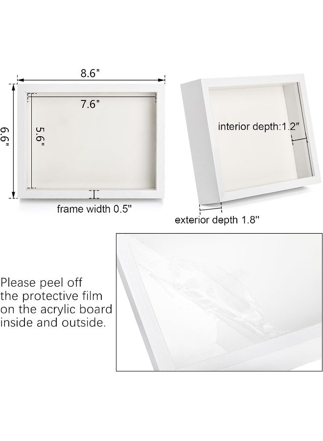 Hacaroa  4 Pack Shadow Box Frame, 8''X7'' Wood Picture Frame Memory Display Case For Bouquets, Photos, Medals, Wall, Tabletop, White - Image 5
