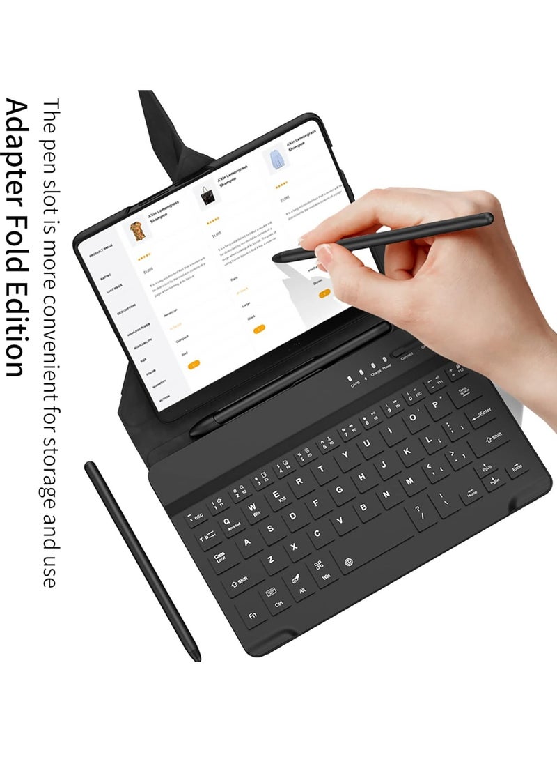TIGER - [2+1] Bluetooth Keyboard Case for Samsung Galaxy Z Fold 6/Fold 5/Fold 4/Fold 3, Leather Foldable Keyboard Case with Bluetooth Keyboard and Pen, Premium Black Case for Samsung Fold 6/Fold 5/Fold 4/Fold 3.. - Image 1